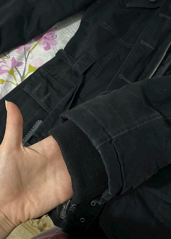 Kürk Detaylı Siyah Denim Kadın Ceket - Görsel 8
