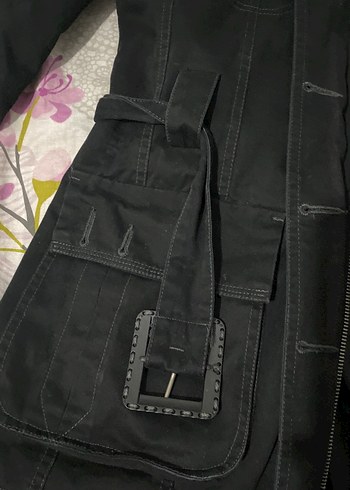 Kürk Detaylı Siyah Denim Kadın Ceket - Görsel 5