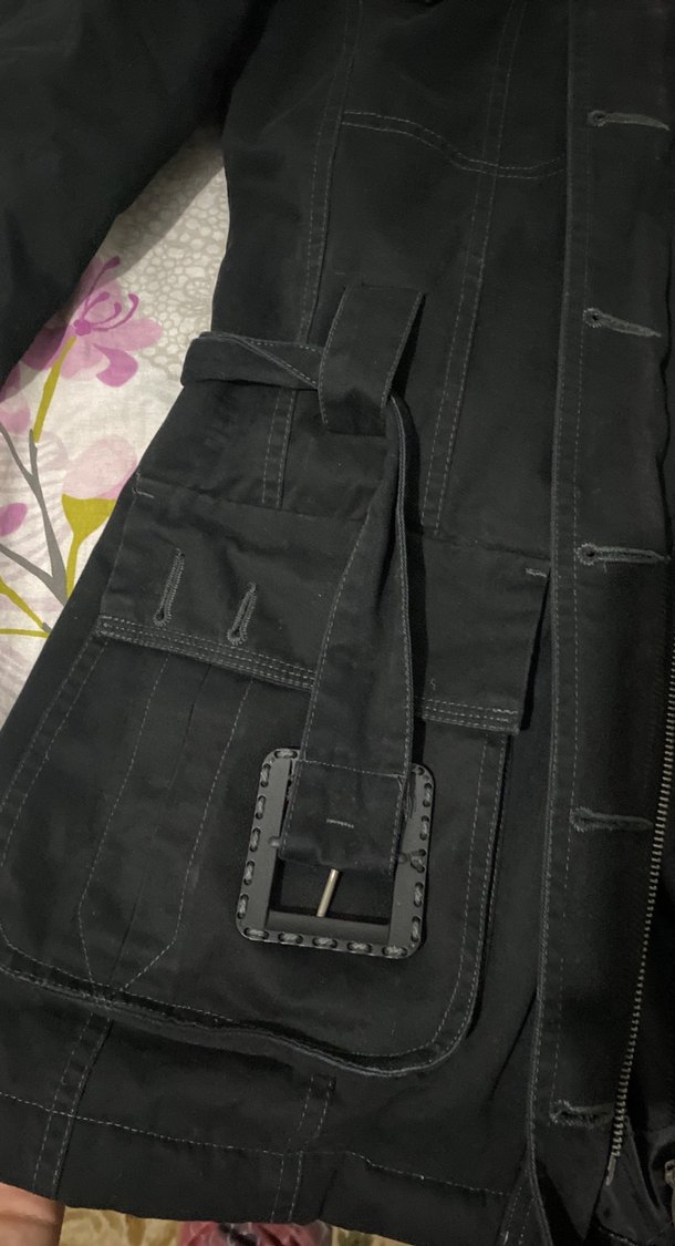 Kürk Detaylı Siyah Denim Kadın Ceket - Görsel 5