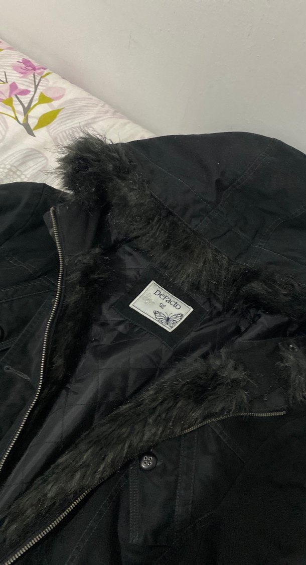 Kürk Detaylı Siyah Denim Kadın Ceket - Görsel 2