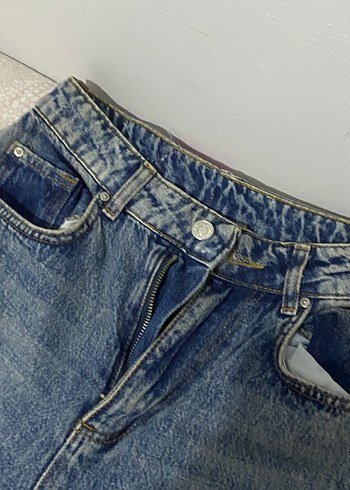 Kadın Mavi Bağlamalı Salaş Denim Pantolon - Görsel 4