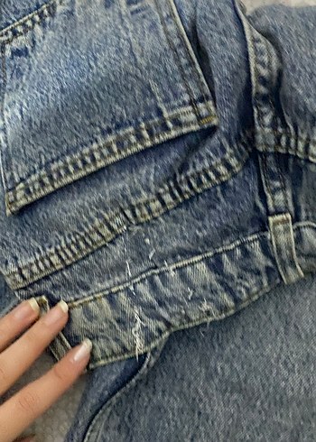 Kadın Mavi Bağlamalı Salaş Denim Pantolon - Görsel 5