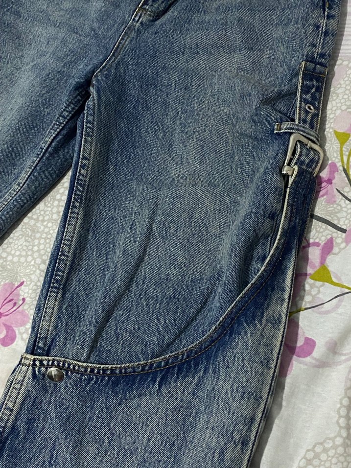 Kadın Mavi Bağlamalı Salaş Denim Pantolon - Görsel 2