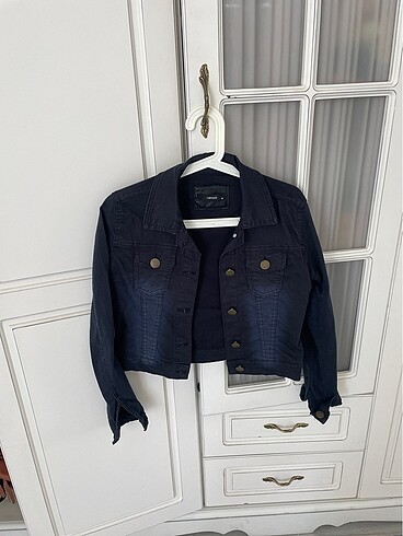 Koyu lacivert kot ceket. - Görsel 2
