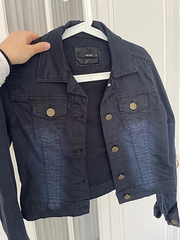 Koyu lacivert kot ceket. - Görsel 3