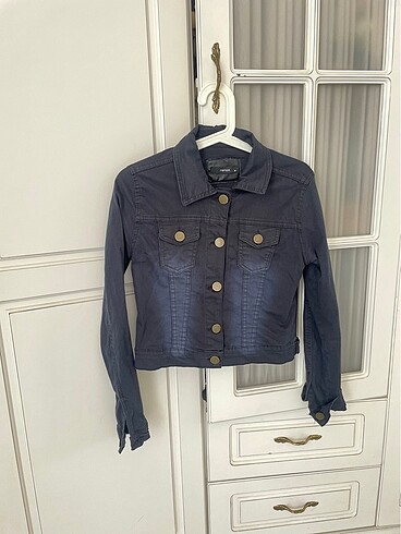 Koyu lacivert kot ceket. - Görsel 5