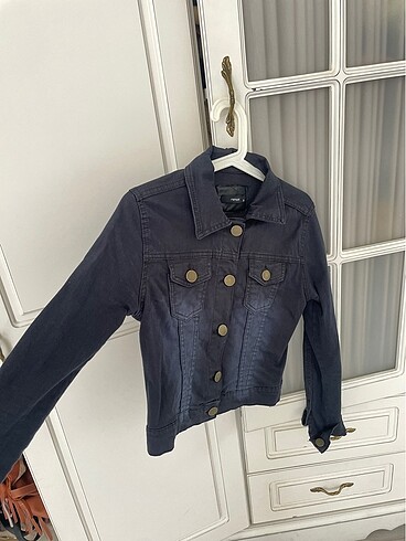 Koyu lacivert kot ceket. - Görsel 6