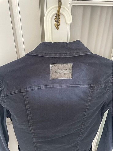 Koyu lacivert kot ceket. - Görsel 8