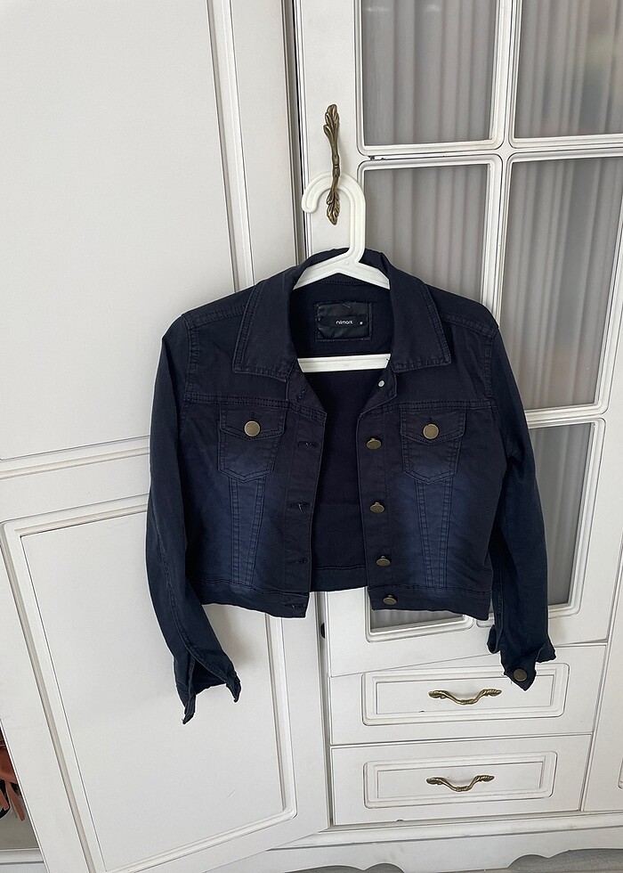 Koyu lacivert kot ceket. - Görsel 2