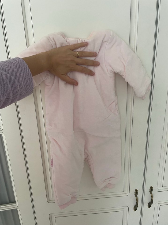 Düğmeli Pembe Bebek Kız Tulumu - Görsel 5