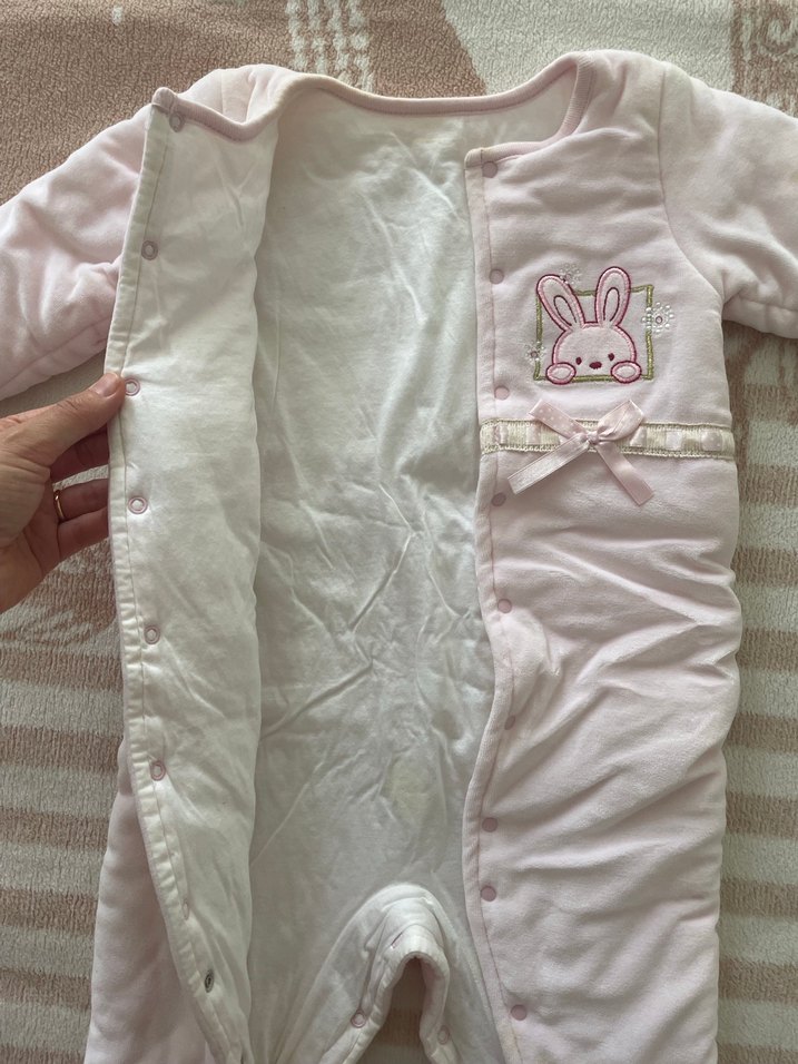 Düğmeli Pembe Bebek Kız Tulumu - Görsel 2