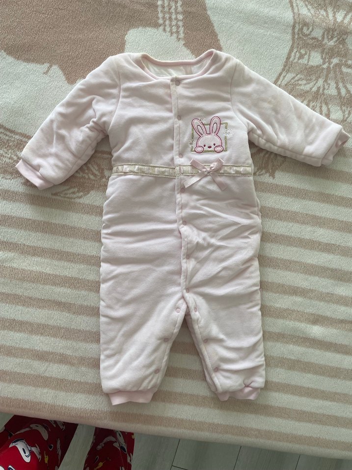 Düğmeli Pembe Bebek Kız Tulumu - Görsel 3