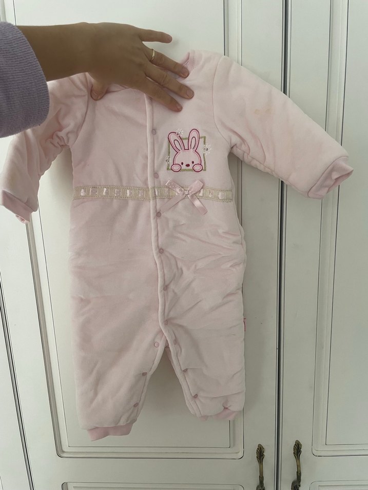 Düğmeli Pembe Bebek Kız Tulumu - Görsel 4