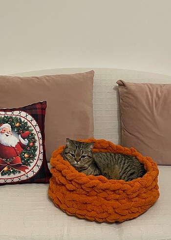 Turuncu Örgü kedi Sepeti  - Görsel 6