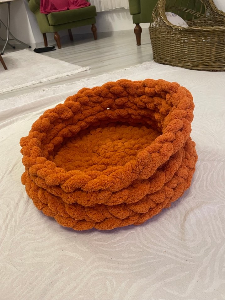 Turuncu Örgü kedi Sepeti  - Görsel 2