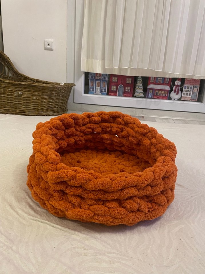 Turuncu Örgü kedi Sepeti  - Görsel 4