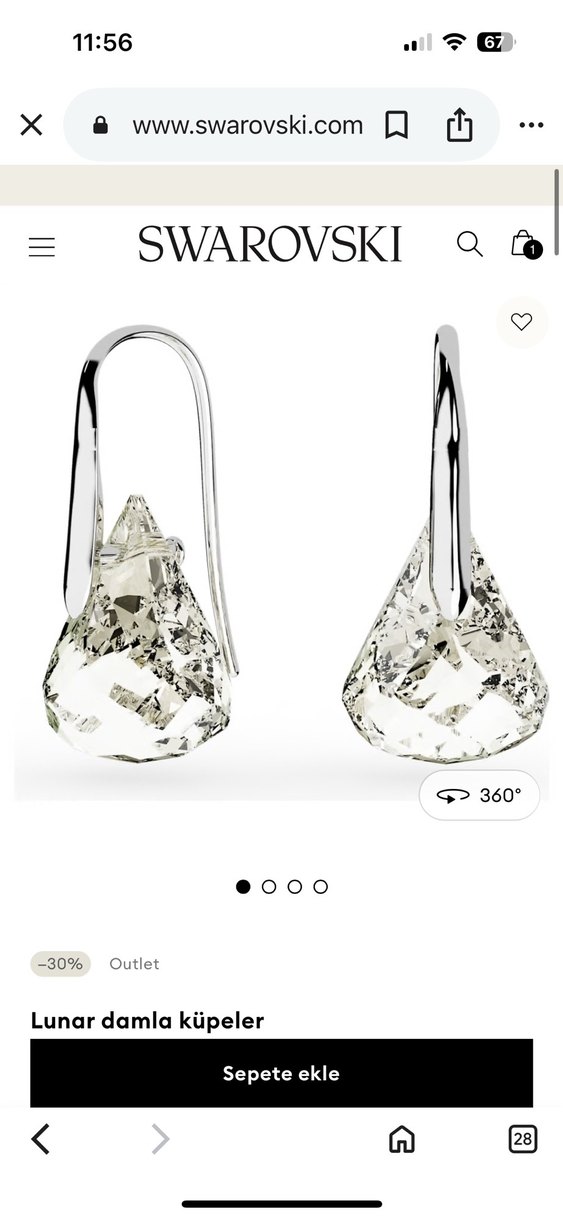 Lunar Damla Beyaz Midi Küpe Swarowski - Görsel 2