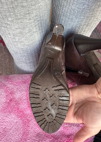 Kahverengi Deri Kadın Diz Boyu Çizme - Görsel 5