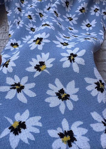 Bershka Mavi Çiçekli Bol Kesim Kadın Pantolon