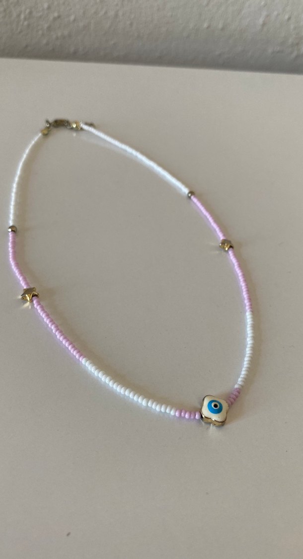 Pembe Boncuklu Midi Bohem Kolye - Görsel 2