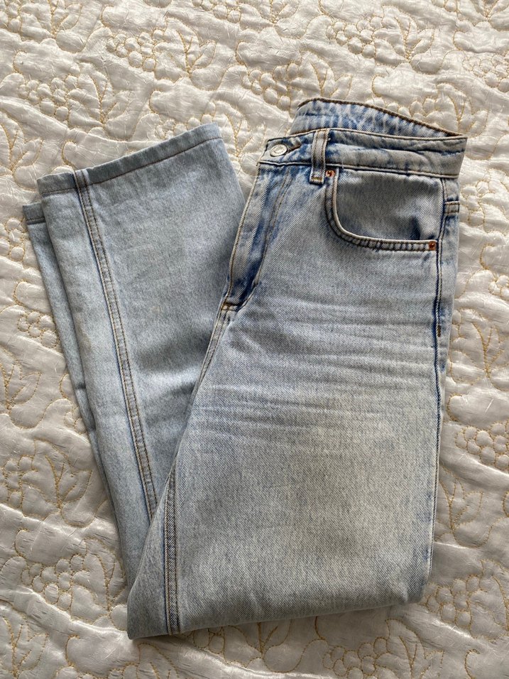 Gri Bol Kesim Midi Denim Kadın Jean - Görsel 3