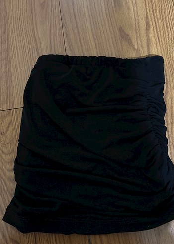 Drapeli Siyah Straplez crop - Görsel 2