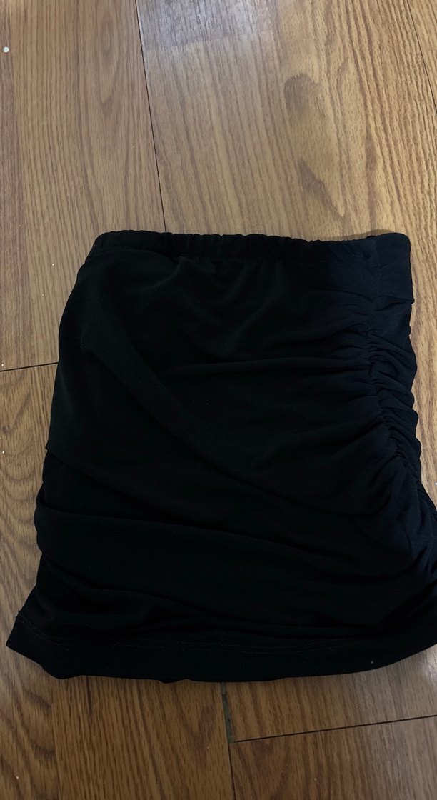 Drapeli Siyah Straplez crop - Görsel 2