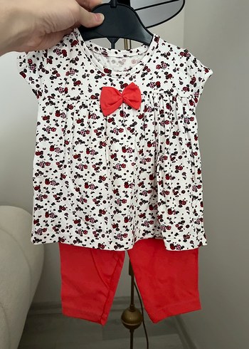 Kız Bebek Kısa Kollu Fiyonklu Takım - Görsel 2