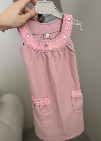 Pembe Kolsuz Kız Çocuk Elbise - Görsel 2