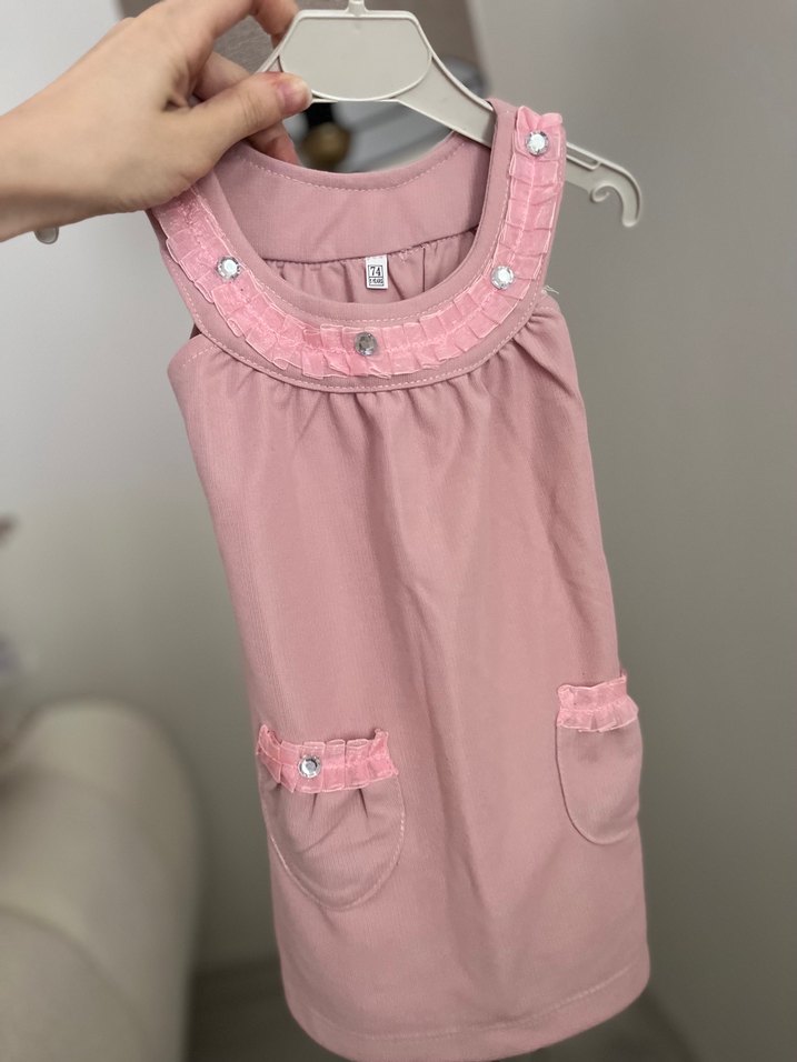 Pembe Kolsuz Kız Çocuk Elbise - Görsel 2