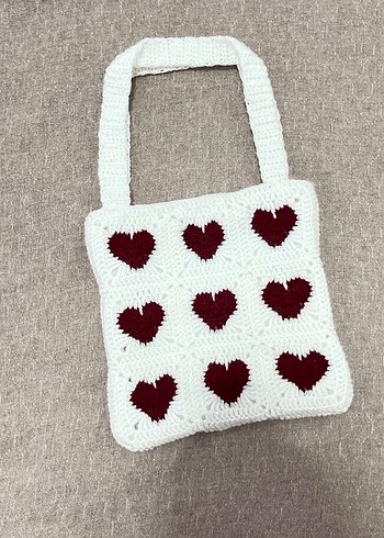 Nakışlı Beyaz Örgü Kadın Çanta - Görsel 3