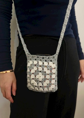 Gri Batik Desenli Kadın Kot Çapraz Çanta - Görsel 4