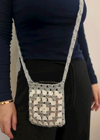 Gri Batik Desenli Kadın Kot Çapraz Çanta - Görsel 3