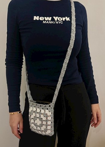 Gri Batik Desenli Kadın Kot Çapraz Çanta - Görsel 2