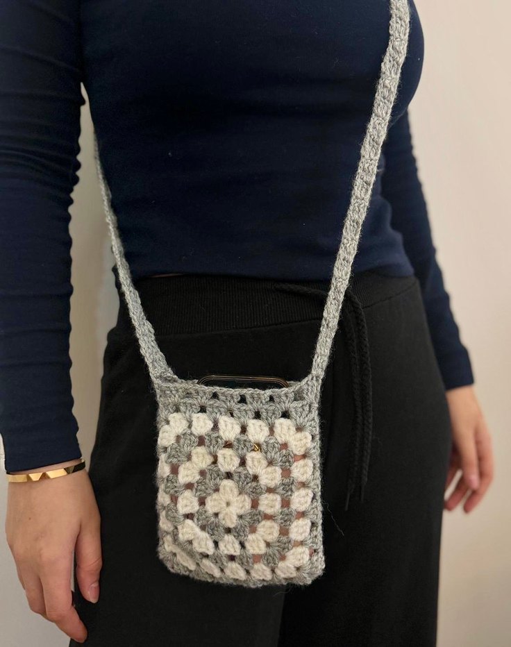 Gri Batik Desenli Kadın Kot Çapraz Çanta - Görsel 3