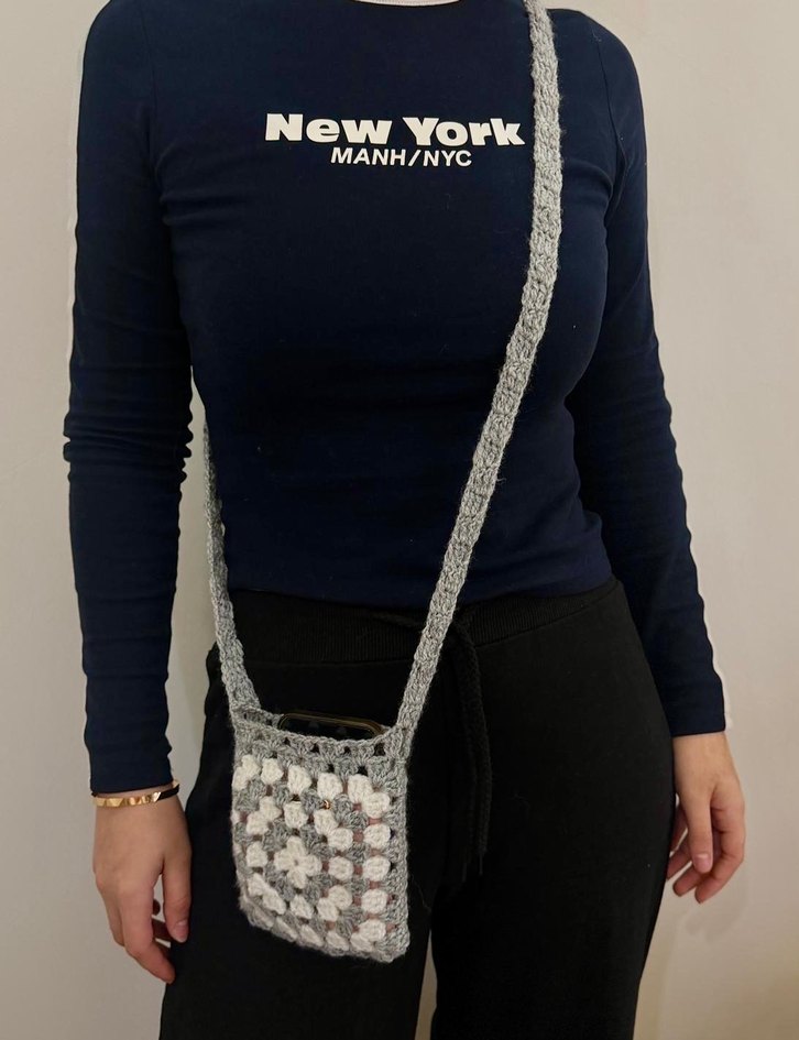 Gri Batik Desenli Kadın Kot Çapraz Çanta - Görsel 2