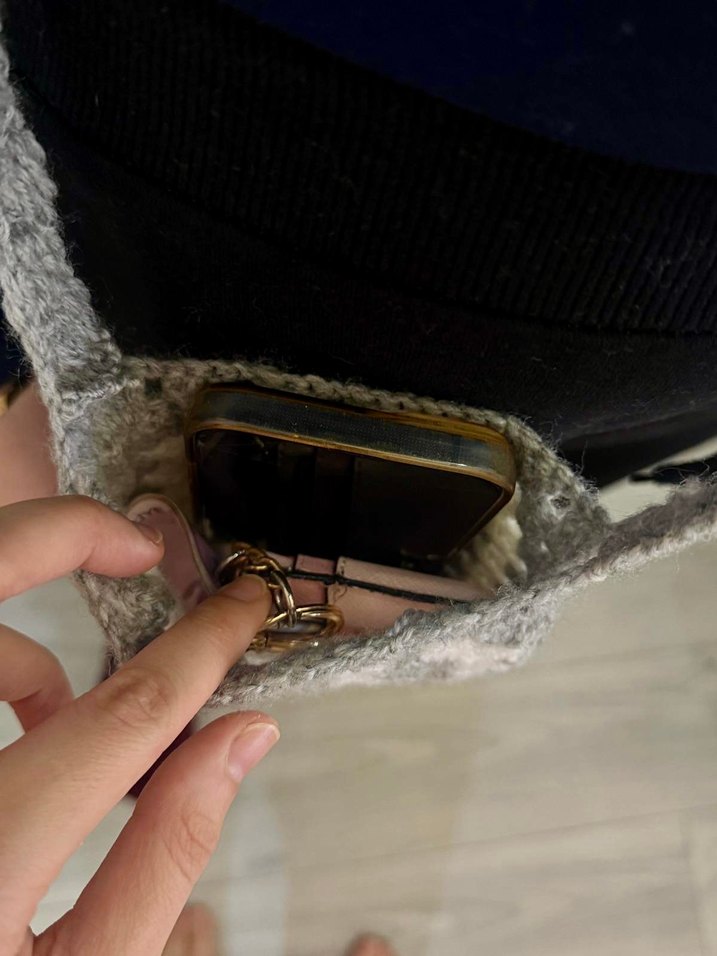 Gri Batik Desenli Kadın Kot Çapraz Çanta - Görsel 5