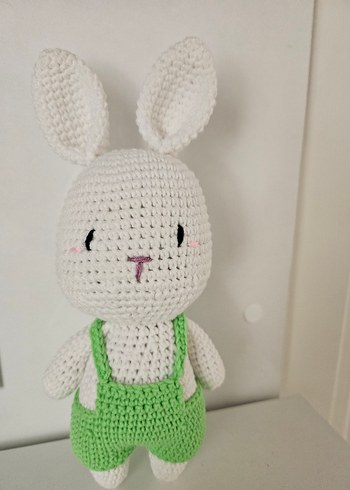 El Örgüsü Beyaz Tavşan Peluş Oyuncak
