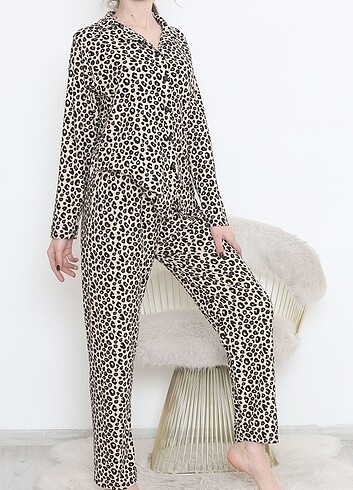Büyük Beden Süet Takım Leopar 48 beden 4xl