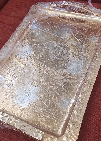 Altın gümüş Renkli Parlak çiçek desen Tepsi