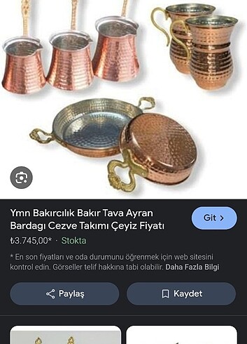 Tava cezve takımı 