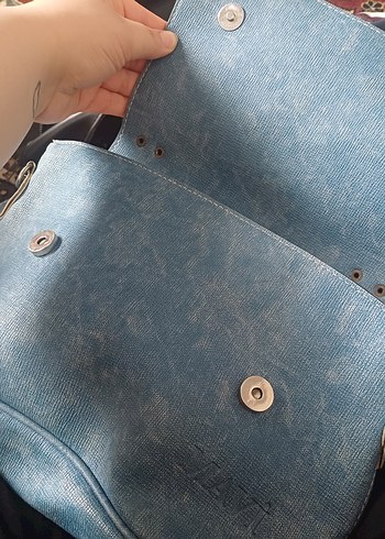 Mavi Suni Deri Kadın Çanta - Görsel 3