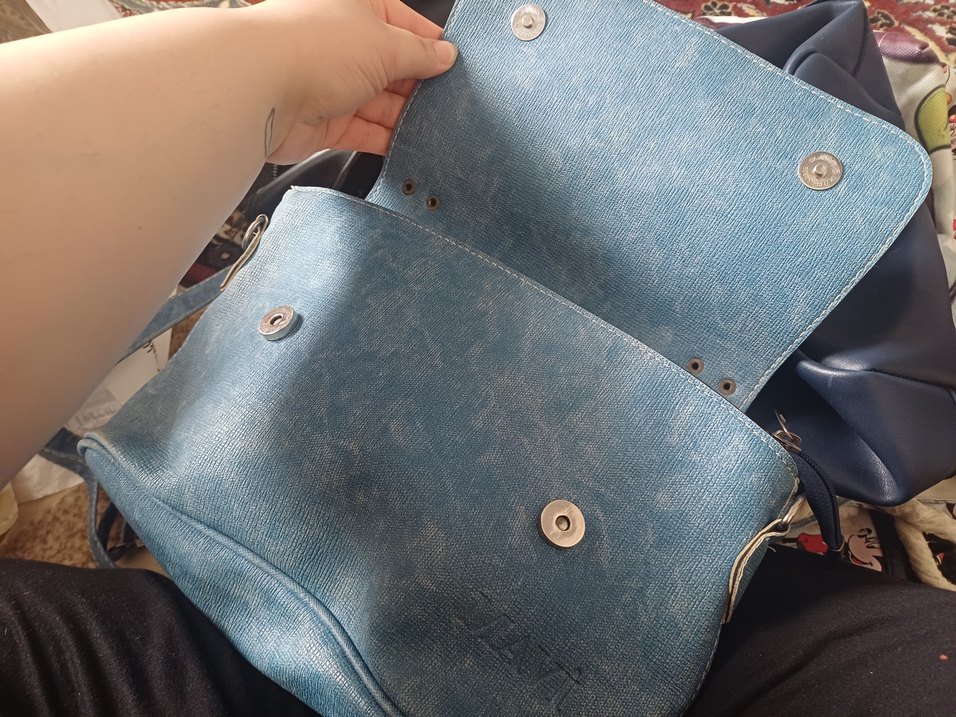 Mavi Suni Deri Kadın Çanta - Görsel 3