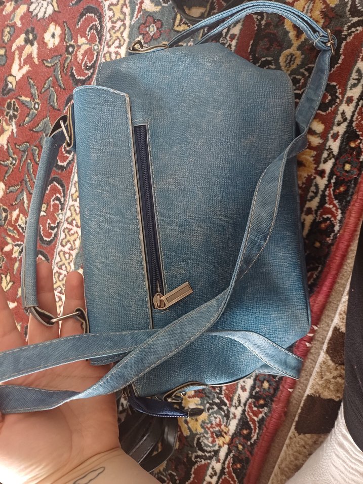 Mavi Suni Deri Kadın Çanta - Görsel 4