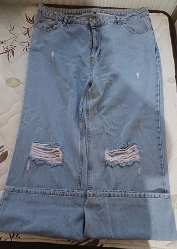 Yüksek Bel Wide Leg Destroylu Jeans - Görsel 2