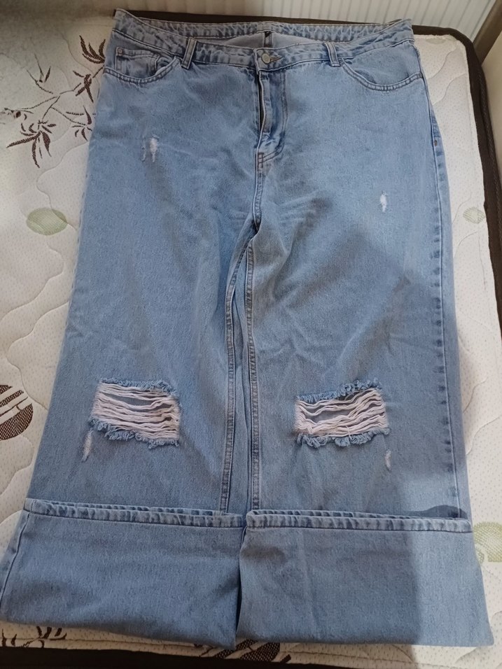 Yüksek Bel Wide Leg Destroylu Jeans - Görsel 2