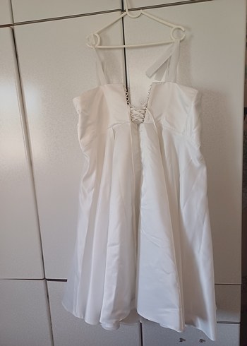 Tül Askılı Beyaz Midi Elbise - Görsel 4