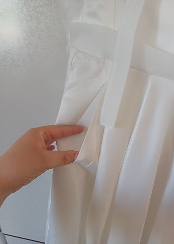 Tül Askılı Beyaz Midi Elbise - Görsel 7