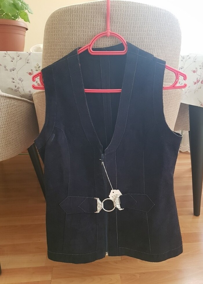 Bayan deri nubuk yelek - Görsel 2