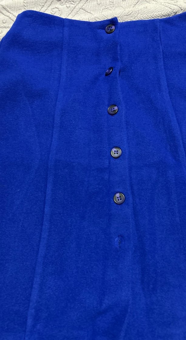 Ekol saks mavi önden düğmeli A form etek - Görsel 2